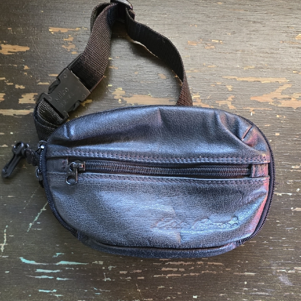 Eddie Bauer Black Leather Belt Bag